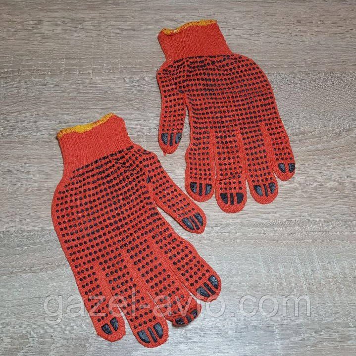 Перчатки рабочие (оранжевые с точкой)