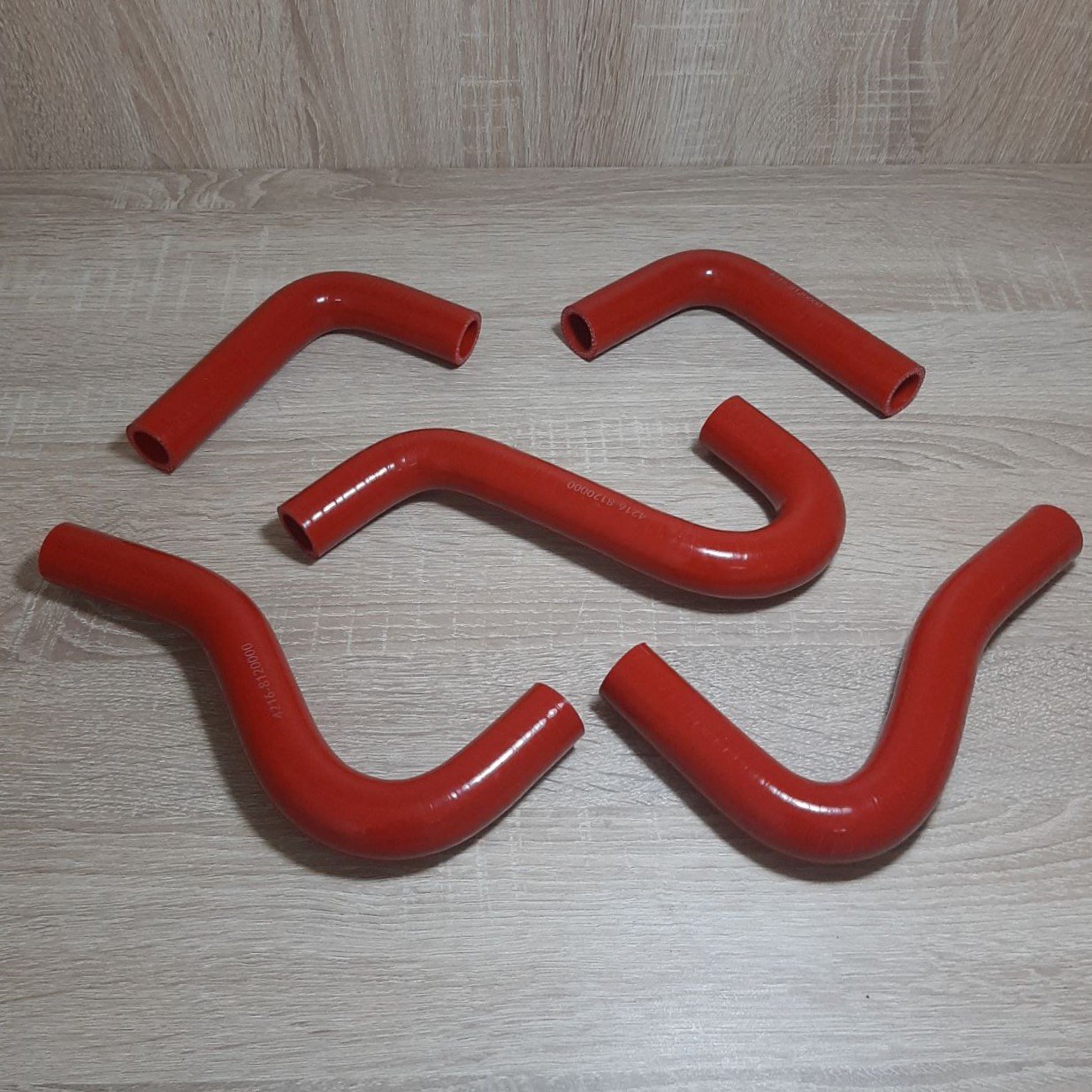 Патрубок печки (отопителя) Газель Соболь Рута Бизнес дв.4216 Euro-4, Evotech A274 комплект 5 шт (силикон красный) (пр-во Техно Резина), Красный